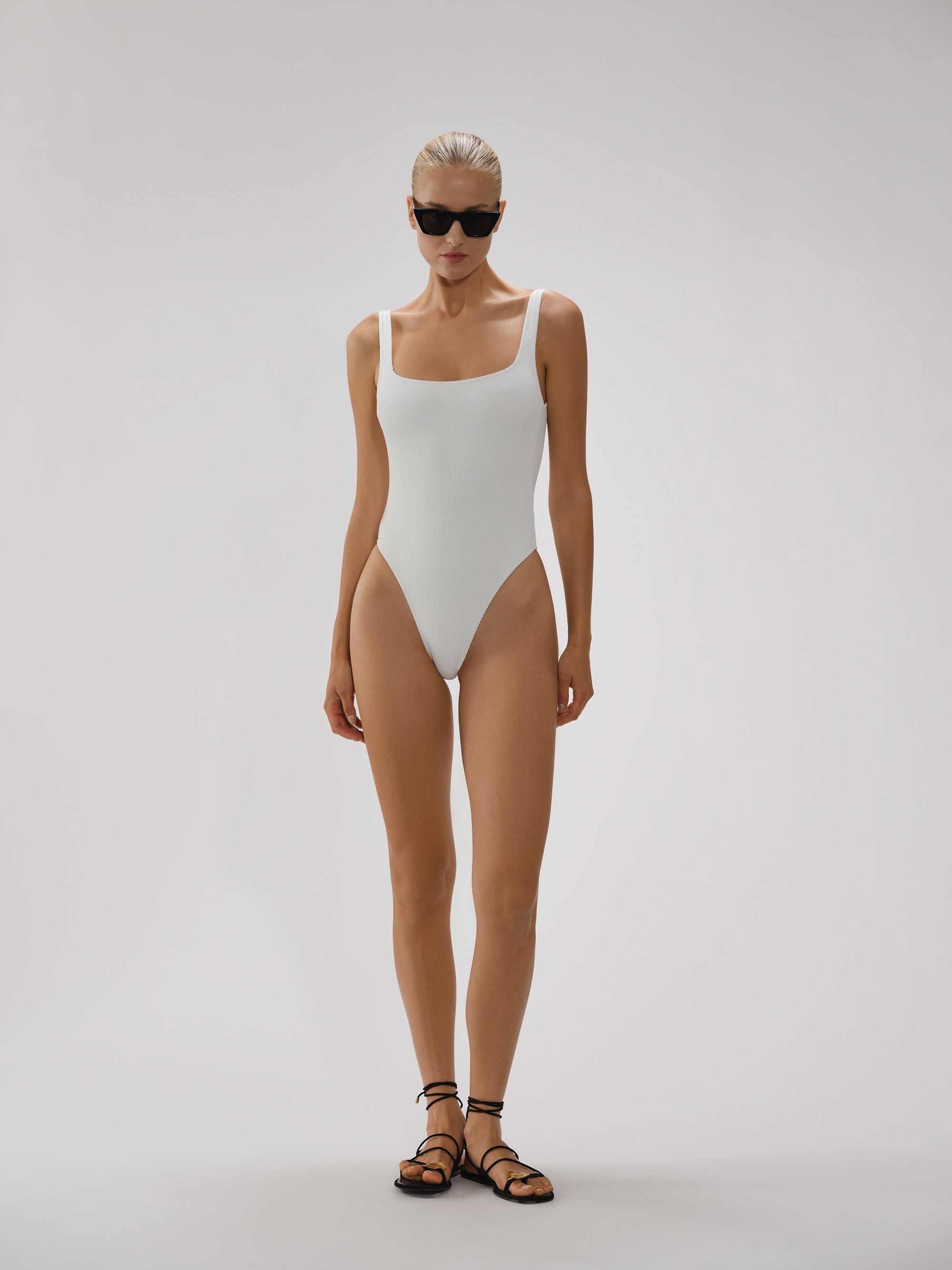 THE ONE SWIMSUIT CRINKLE RIB WHITE